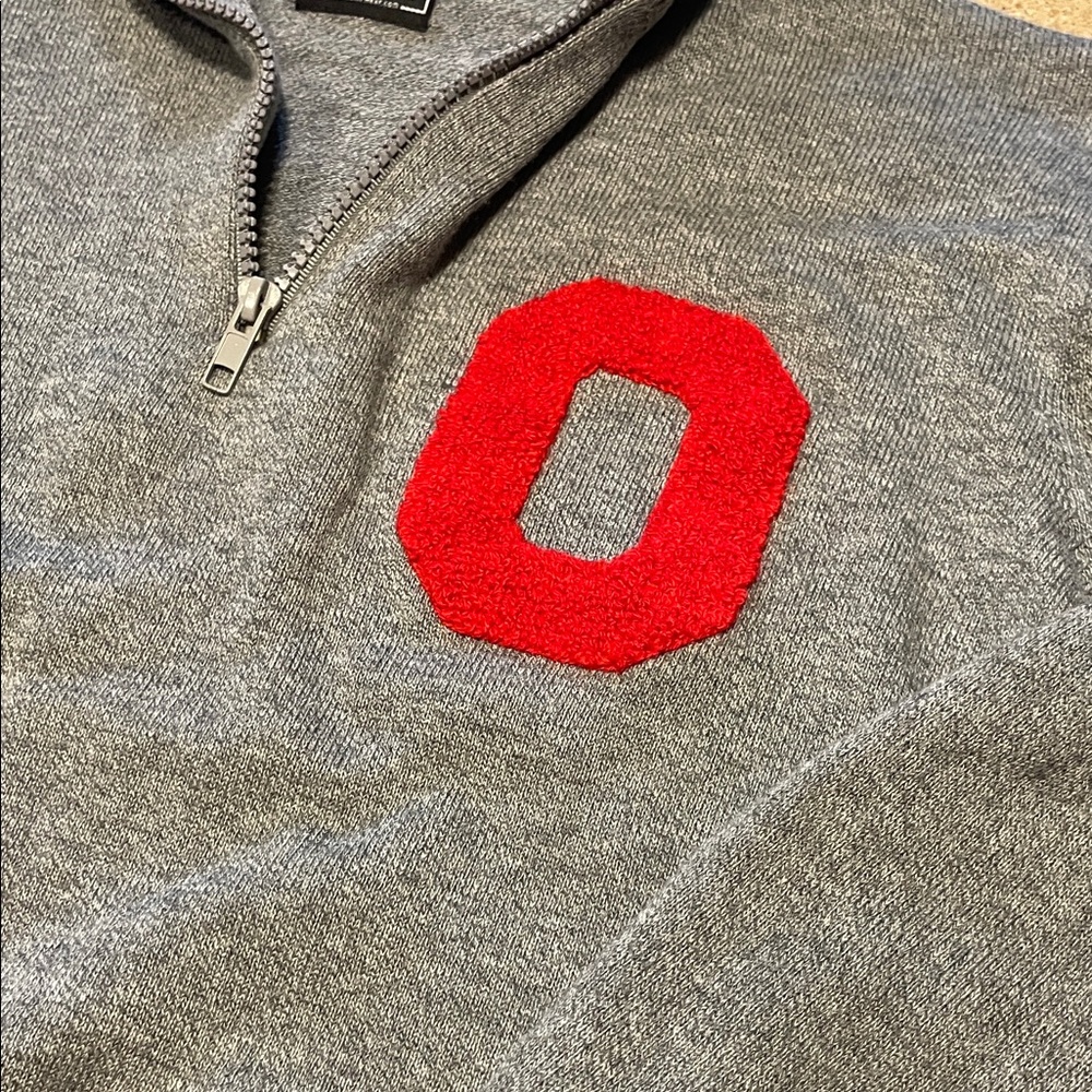THE Ohio State University-Gray Zip-Up Sweater with Red Accent by M-M - Picture 3 of 13